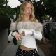SC Fur Neck One Shoulder Tops GAXB-D397TP