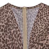 SC Deep V Neck Leopard Print Maxi Dress BY-7571