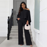 SC Bat Sleeve Solid Color Loose Two Piece Pants Set ASL-6812