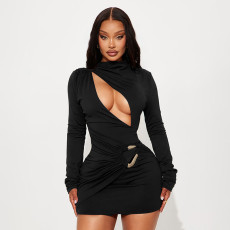 SC Hollow Out Ruched Mini Dress GSZM-J25DS377