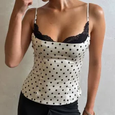 SC Lace Patchwork Polka Dots Tops GPKJ-MR45542