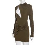 SC Hollow Out Ruched Mini Dress GSZM-J25DS377