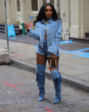 SC Long Sleeve Irregular Denim Jackets TE-4740
