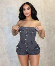 SC Fashion Denim Tube Tops Romper BGN-362