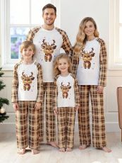 SC Christmas Letter Print Matching Family Plaid Loungewear Set GSGS-0866