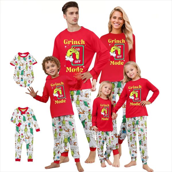 SC Christmas Letter Print Matching Family Long-Sleeve Pajama Set GSGS-0865