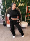 SC Solid Color Long Sleeve Sport Two Piece Pant Set SFY-807