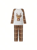 SC Christmas Letter Print Matching Family Plaid Loungewear Set GSGS-0866