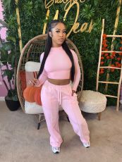 SC Solid Color Long Sleeve Sport Two Piece Pant Set SFY-807