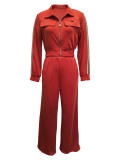 SC Zipper Jacket And Patchwork Webbing Pants Two-Piece Set OMY-12021