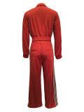 SC Zipper Jacket And Patchwork Webbing Pants Two-Piece Set OMY-12021