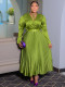 SC Plus Size Solid Color Tie Up Press Pleated Maxi Dress NNWF-8115