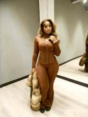 SC Tight Long Sleeve Micro Flare Pants 2 Piece Set NYF-8205