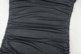 SC Solid Color Ruched Long Sleeve Maxi Dress GJYO-JD303290