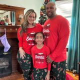 SC Christmas Letter Print Matching Family Pajamas Plaid Set GSGS-0761
