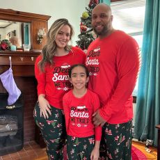 SC Christmas Letter Print Matching Family Pajamas Plaid Set GSGS-0761