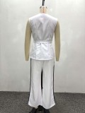 SC Contrast Color Pockets Tie Up Two Piece Pants Set GQZF-SH5496