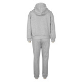 SC Fleece-Lined Sweatshirt Solid Color Two-Piece Pants Set AIL-340