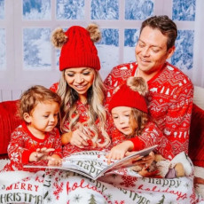 SC Christmas Print Family Homewear Parent-Child Pajama Set GSGS-0587