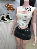 SC Letter Print Sleeveless Short Tank Tops GFCF-1411