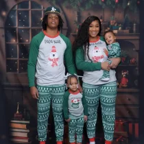 sc Christmas Letter Print Matching Family Long-Sleeve Pajama Set GSGS-0759