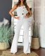 SC Solid Color Wrap Chest Micro Flare Jumpsuit GSZE-ST24265