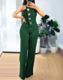 SC Solid Color Wrap Chest Micro Flare Jumpsuit GSZE-ST24265