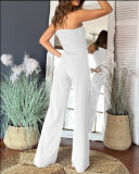 SC Solid Color Wrap Chest Micro Flare Jumpsuit GSZE-ST24265