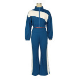 SC Sport Patchwork Color Block Coat Pants Suit AIL-333