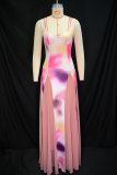 SC V Neck Sling Print Backless Maxi Dress GANY-LB1193