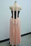 SC Wrap Chest Color Block Pleated Maxi Dress GANY-LB1001