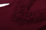 SC Deep V Neck Solid Color Knits Long Dress DLSF-W25D84208