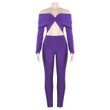SC Solid Color V Neck Long Sleeve Jumpsuit GAXB-A564JP