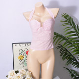 SC Halterneck Solid Color Backless Tops GFRT-32412TBY