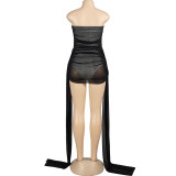 SC Solid Color Wrap Chest Mini Dress GAXB-A426BS