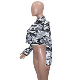 SC Camouflage Print Lapel Neck Short Coats SH-390421