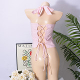 SC Halterneck Solid Color Backless Tops GFRT-32412TBY