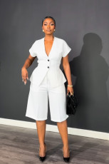SC Solid Color Short Sleeve Two Piece Short Set NY-11219