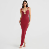 SC Sexy V Neck Backless Split Maxi Dress BLG-D3C15238A
