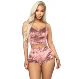 SC Lace-Up Velvet Lace Two-Piece Shorts Nightclub Set SH-3431