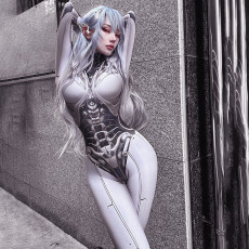 SC Machine-Printed Half-Turtleneck Long-Sleeve Tight Jumpsuit GSBW-D23JP273