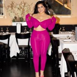 SC Solid Color V Neck Long Sleeve Jumpsuit GAXB-A564JP