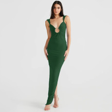 SC Sexy V Neck Backless Split Maxi Dress BLG-D3C15238A