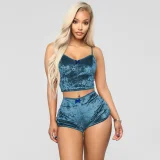 SC Lace-Up Velvet Lace Two-Piece Shorts Nightclub Set SH-3431