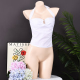 SC Halterneck Solid Color Backless Tops GFRT-32412TBY