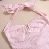 SC Halterneck Solid Color Backless Tops GFRT-32412TBY