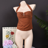 SC Halterneck Solid Color Backless Tops GFRT-32412TBY