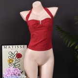 SC Halterneck Solid Color Backless Tops GFRT-32412TBY