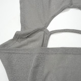 SC Solid Color Sleeveless Hooded Long Dress GAXB-A483DS