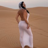 SC Solid Color Sleeveless Hooded Long Dress GAXB-A483DS